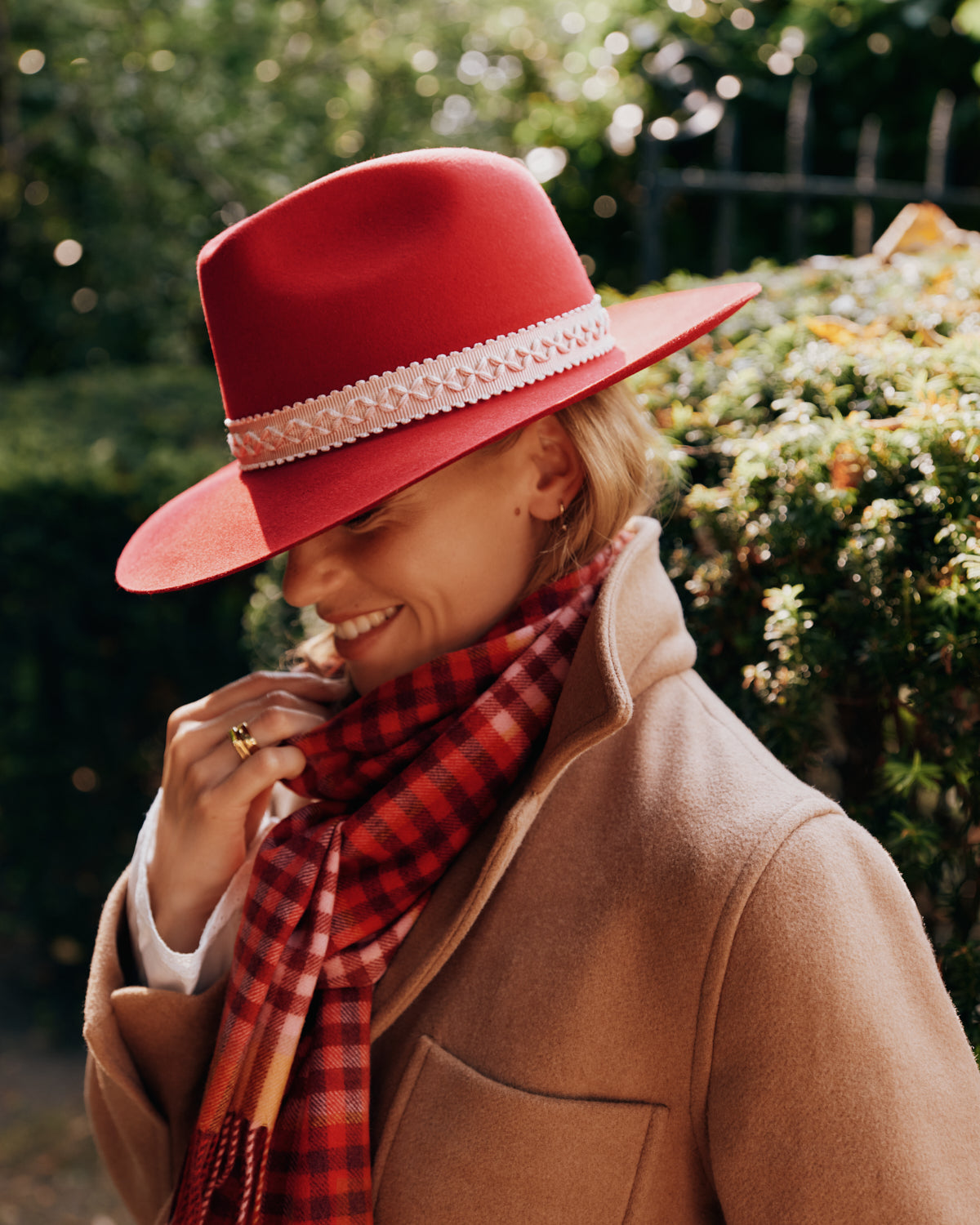 Classic Check Red Wide Scarf - Products - Lock & Co. Hatters London UK