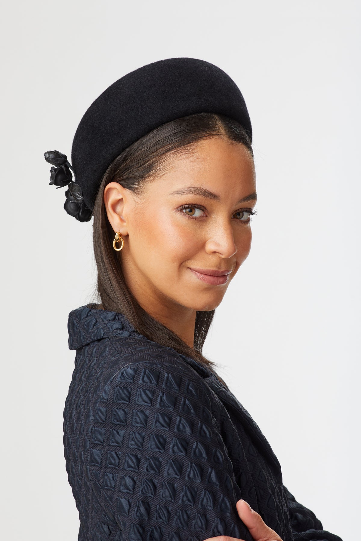 Black felt pillbox hat online