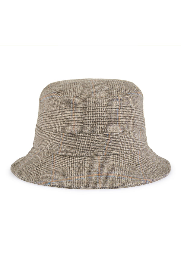 Herringbone-wool Monogram Embellished Bucket Hat