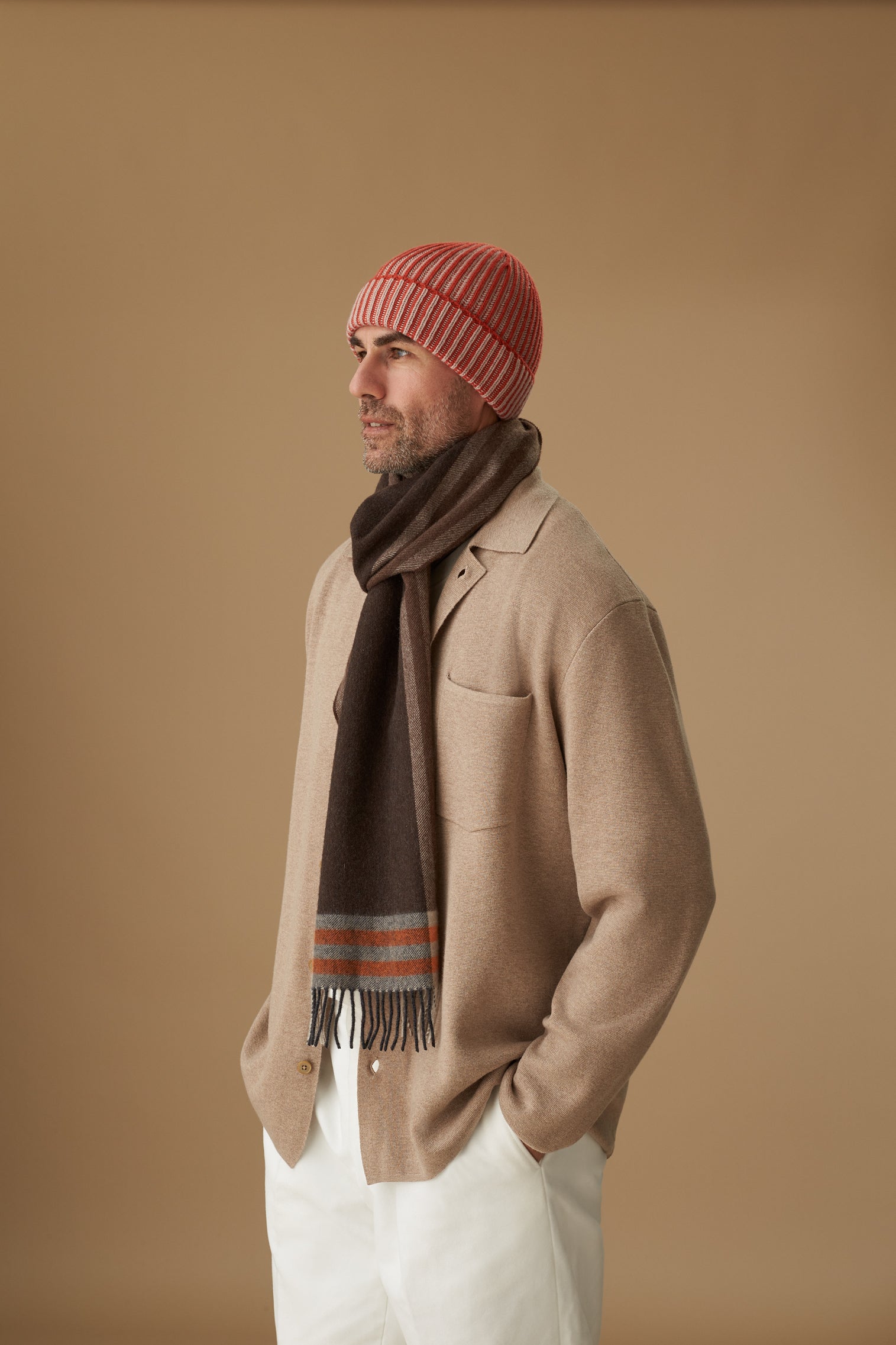 Classic Check Orange Wool Mix Scarf - Hat Accessories - Lock & Co. Hatters London UK