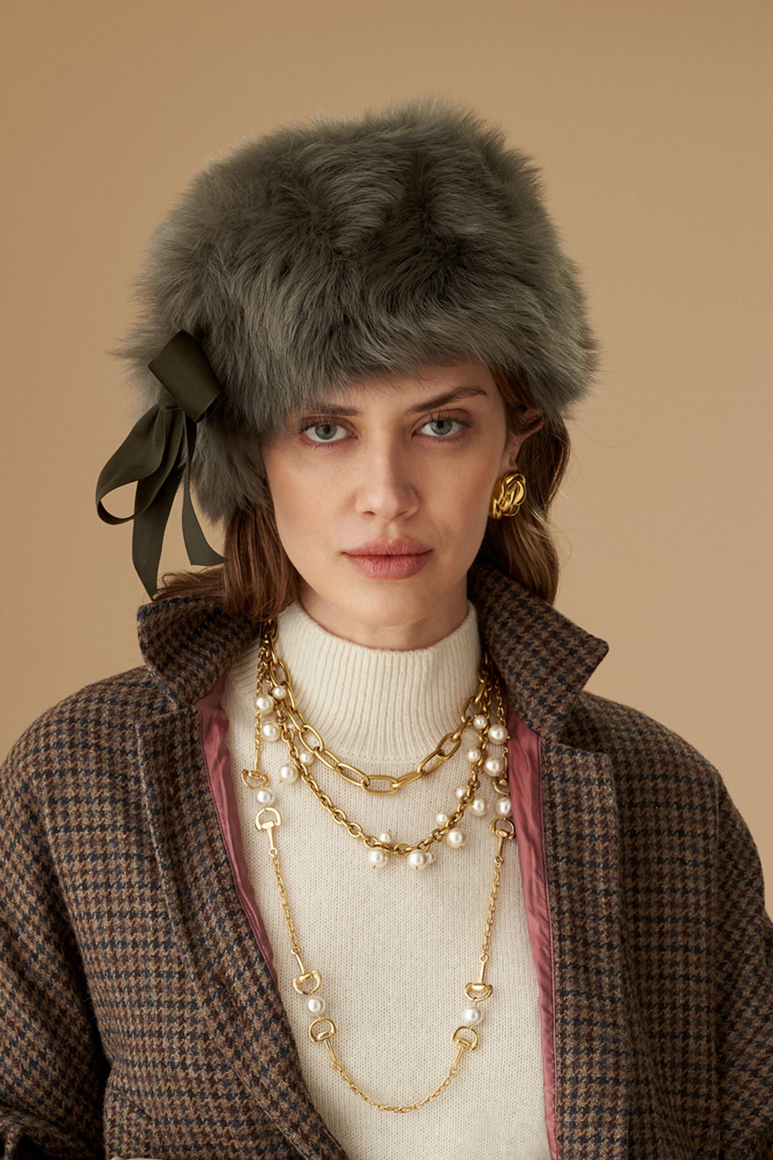 Portia Silver-Green Shearling Winter Hat - New Season Women's Hats - Lock & Co. Hatters London UK