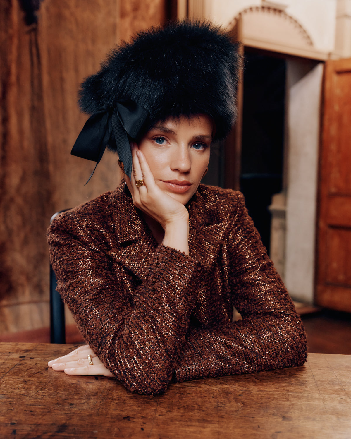 Portia Black Shearling Winter Hat - The Shearling Hat Collection - Lock & Co. Hatters London UK