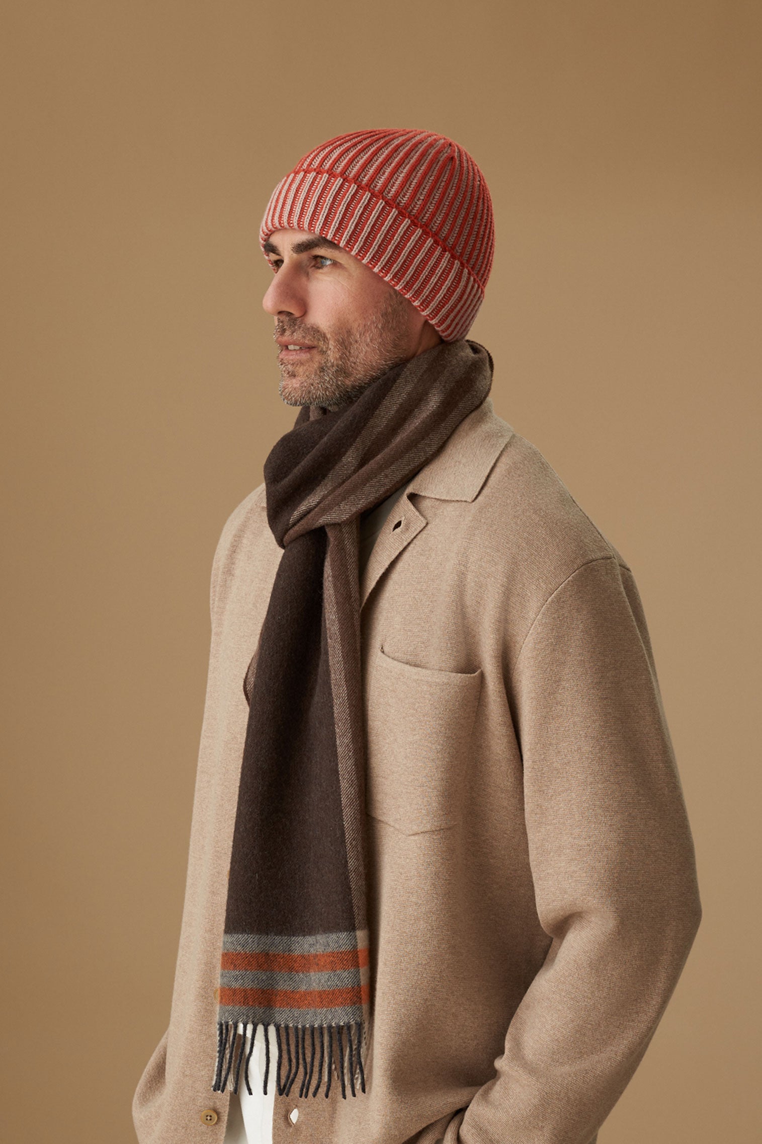 Classic Check Orange Wool Mix Scarf - Men's Hats - Lock & Co. Hatters London UK